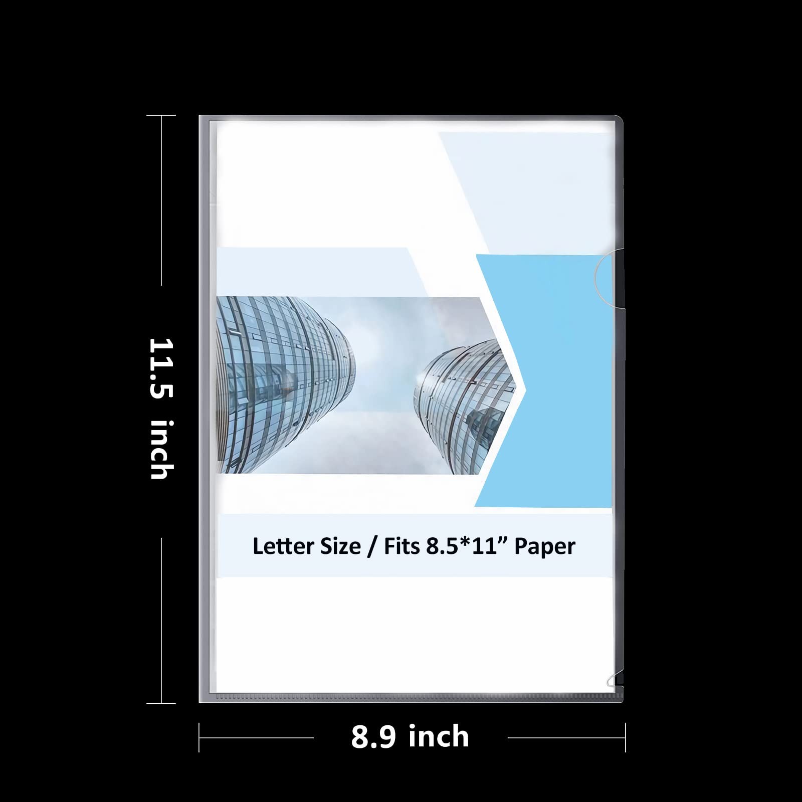10 Pack Clear Document Folder Project Pockets L-Type Paper Sleeves Protector