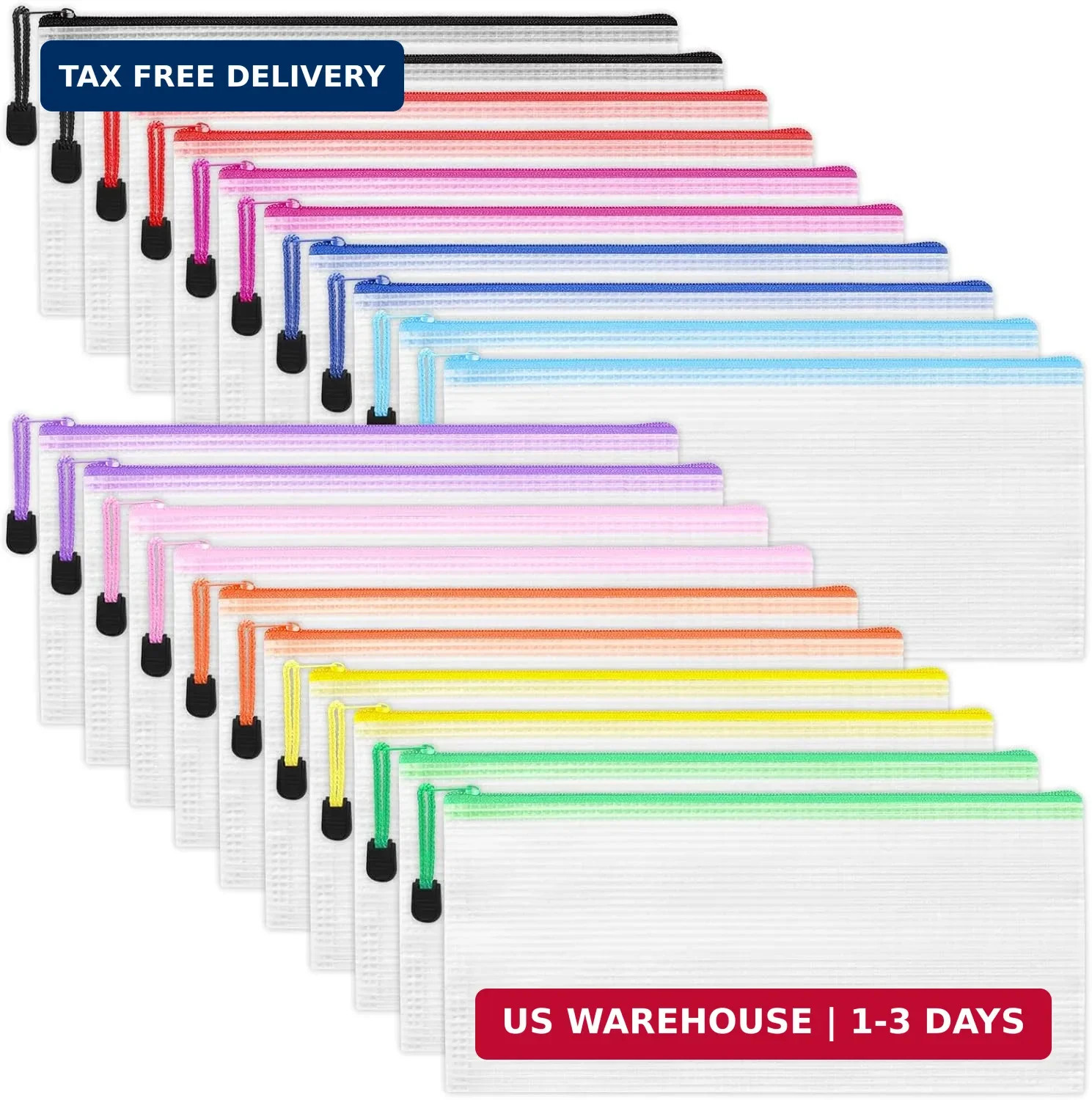 EOOUT Pencil Pouches 20pcs 9.5×4.5 Inches Small Mesh Zipper Pouch in 10 Colors f
