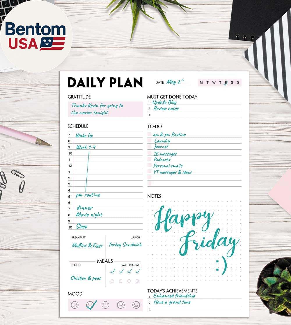 Daily Planner Notepad – Tear-Off Daily Planning Pad, Organizer with to Do Lists,