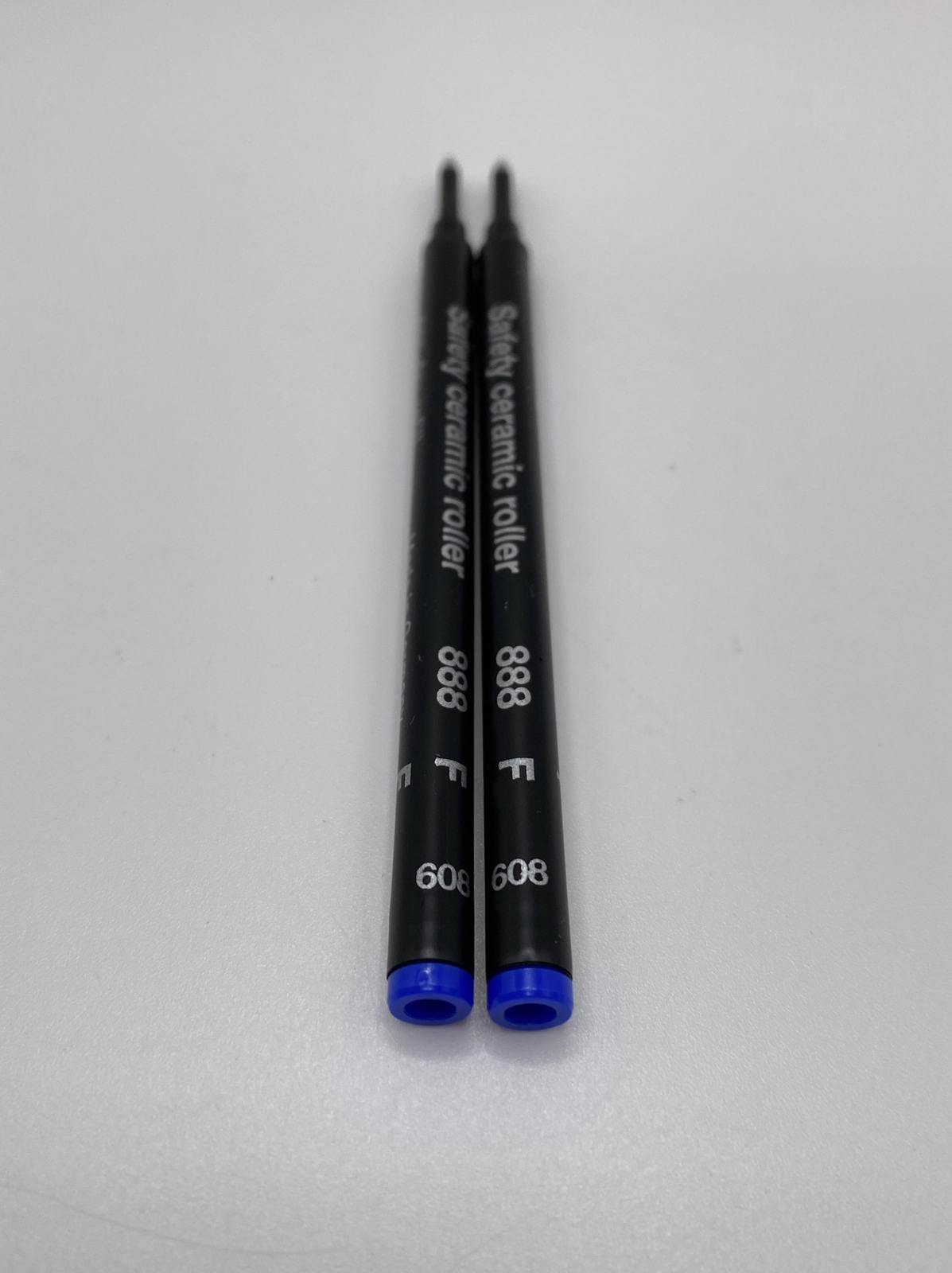 (2) Schmidt 888 F Safety Ceramic Tip Plastic Tube Rollerball Refills, Blue, Fine