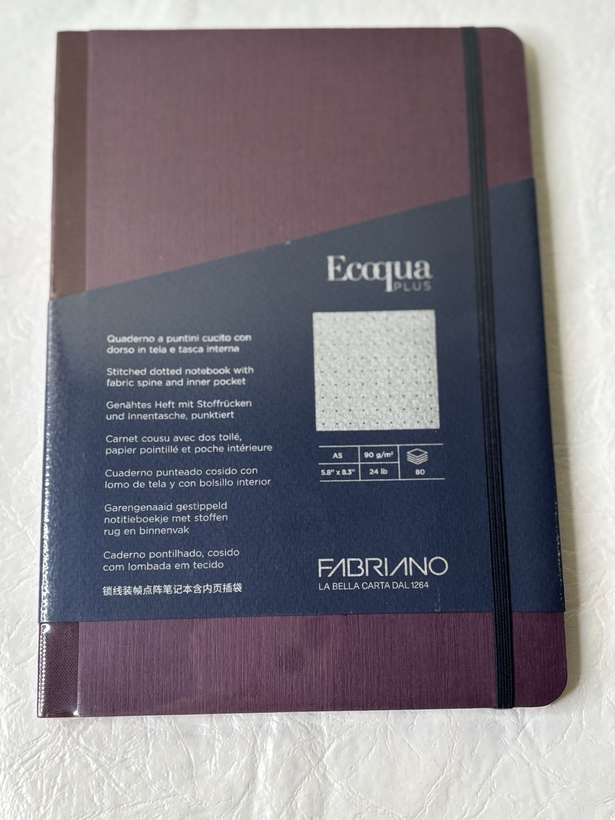 Fabriano Ecoqua Plus Glue Bound Notebook Plum 5.8″ x 8.3″ A5 Lined NEW Sealed
