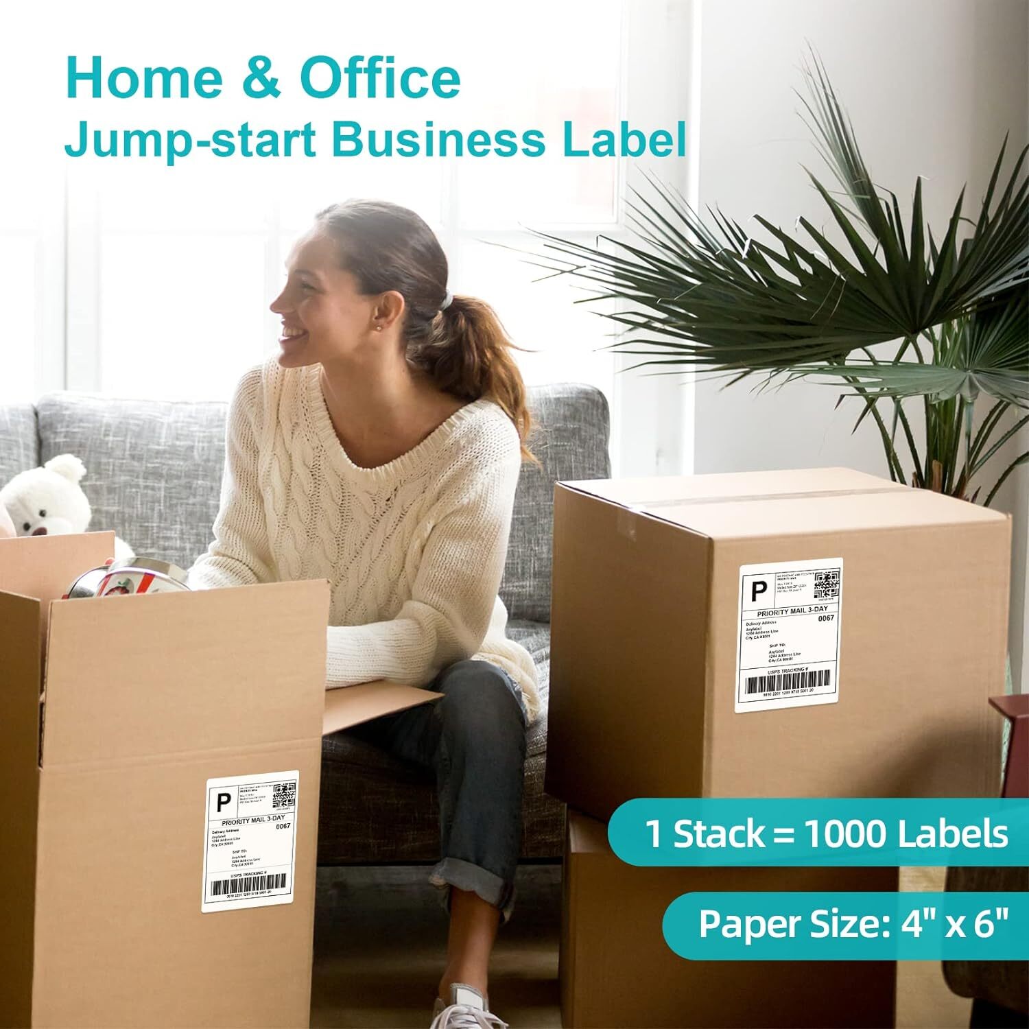 500 Fanfold 4″ x 6″ Direct Thermal Labels Perforated for Zebra Rollo MUNBYN UPS