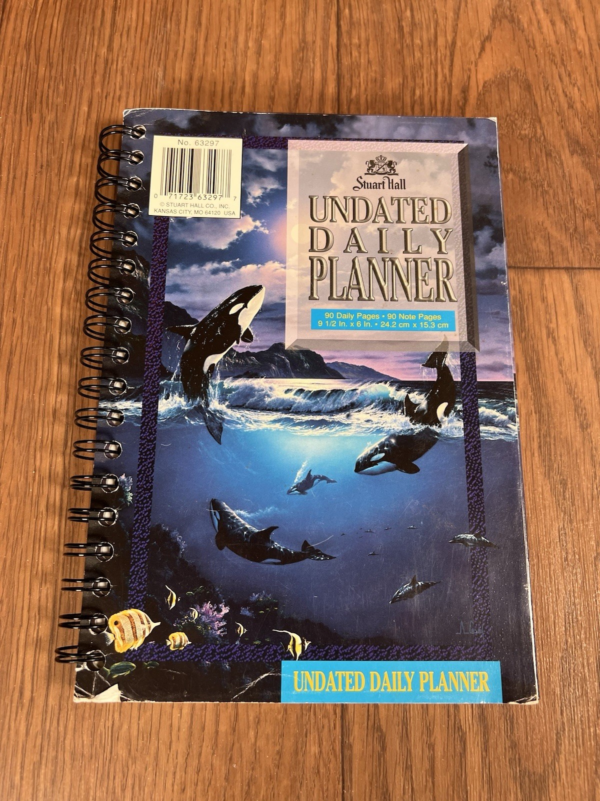 VTG Stuart Hall Undated Daily Planner 90 Daily Pages 9 1/2 x 6 In Orca Whales