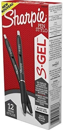 2-Pack Sharpie S-Gel Retractable Gel Pens, Medium Point, 0.7mm, Blue Ink, Dozen