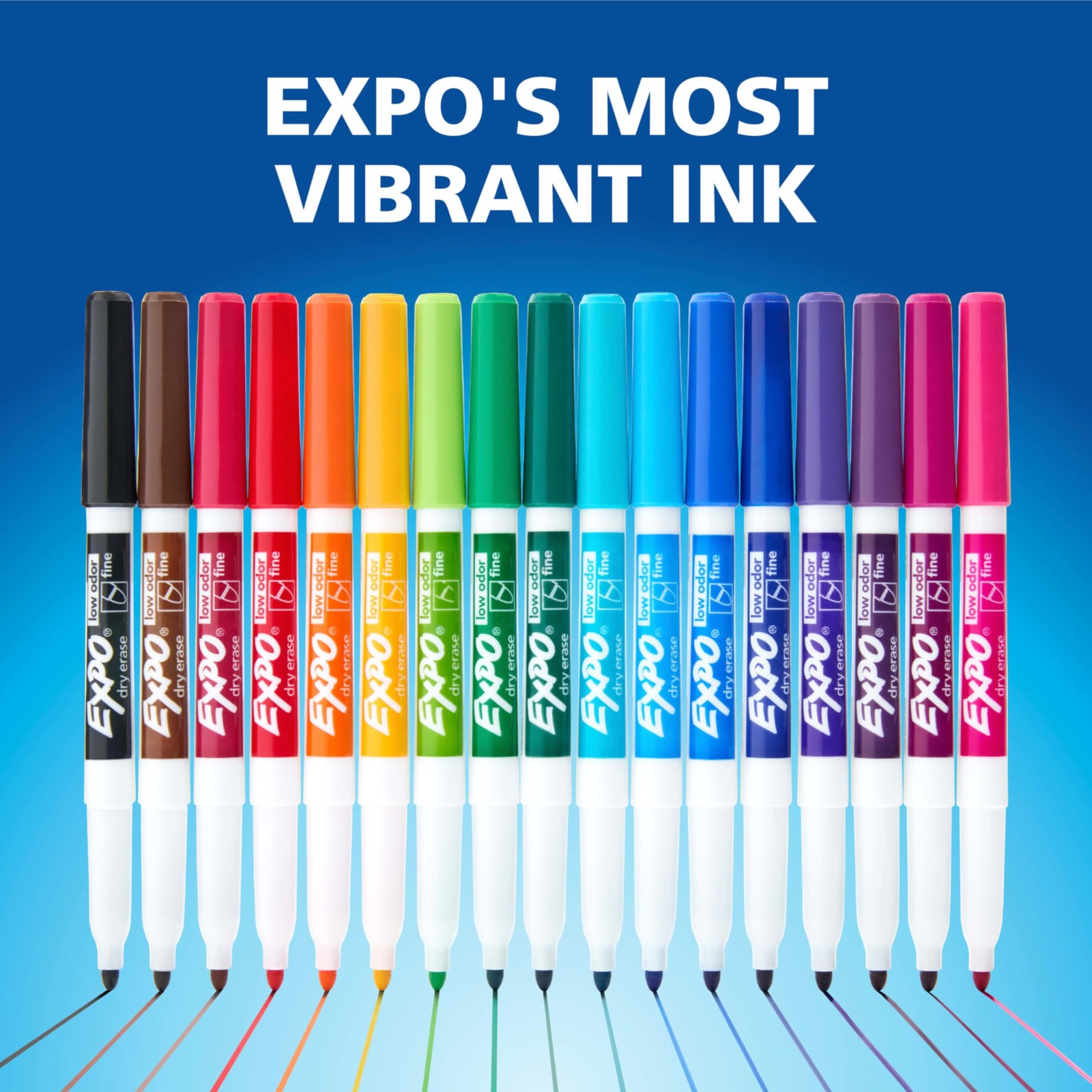 EXPO Dry Erase Markers, Low Odor Ink, Assorted Colors, Fine Tip, 12 Count – B…