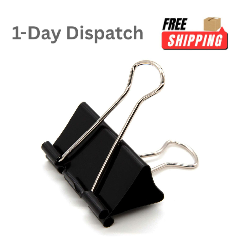 DSTELIN 24 Pack Large Binder Clips 1.6 Inch Black Tempered Steel