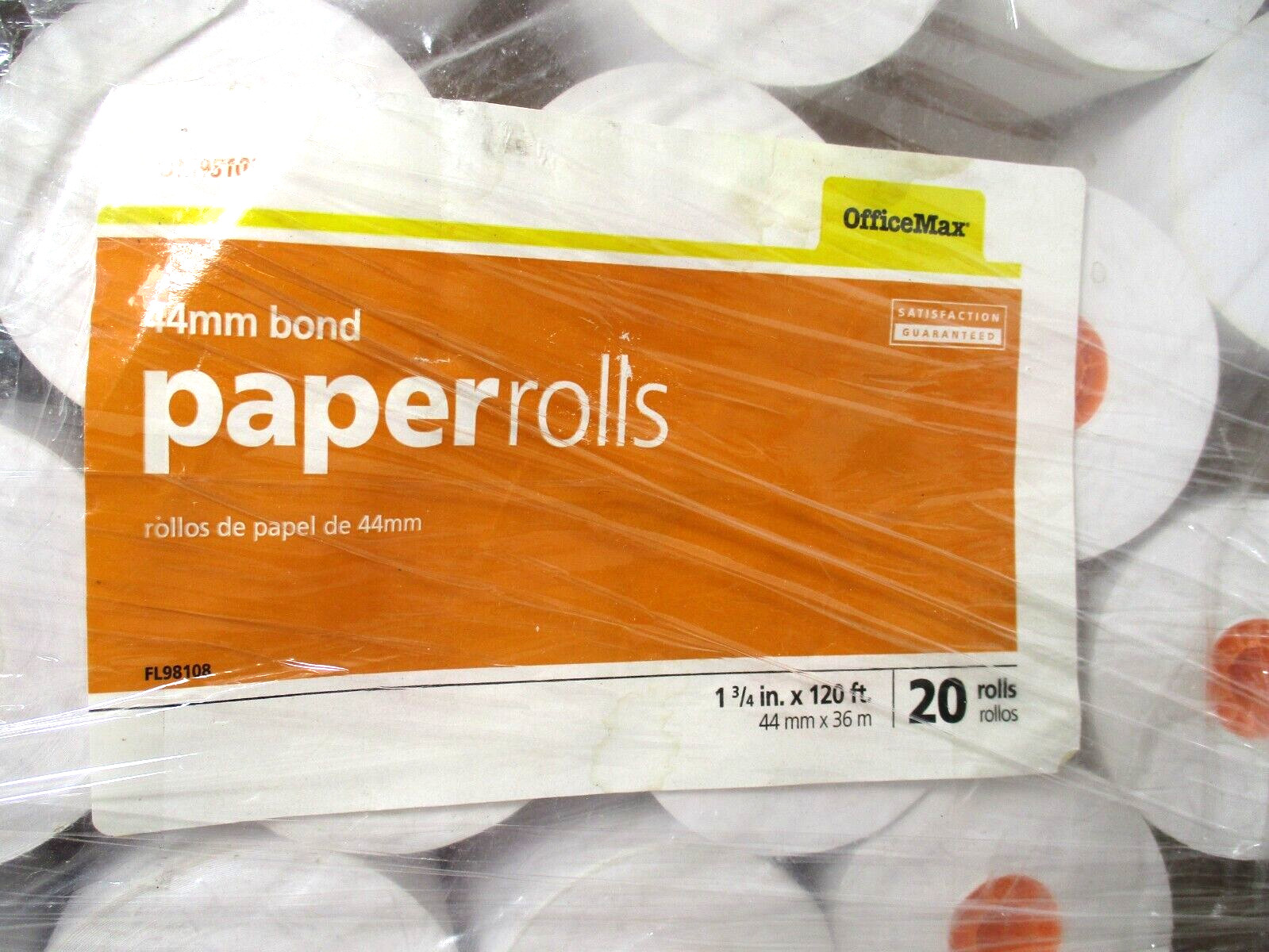 17 Paper Rolls Bond 44mm Office Max 1-3/4in x 120ft #OM9S108