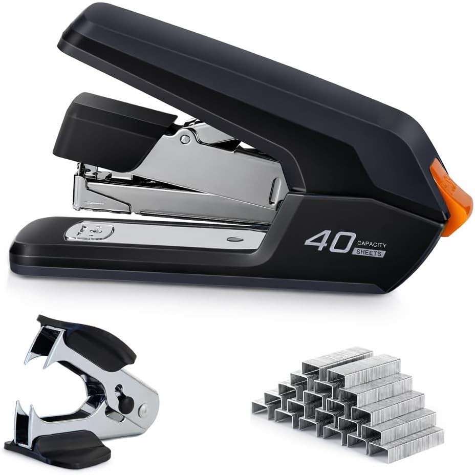 Effortless Desktop Stapler, 40 Sheet Capacity, One Finger Touch Stapling, Eas…