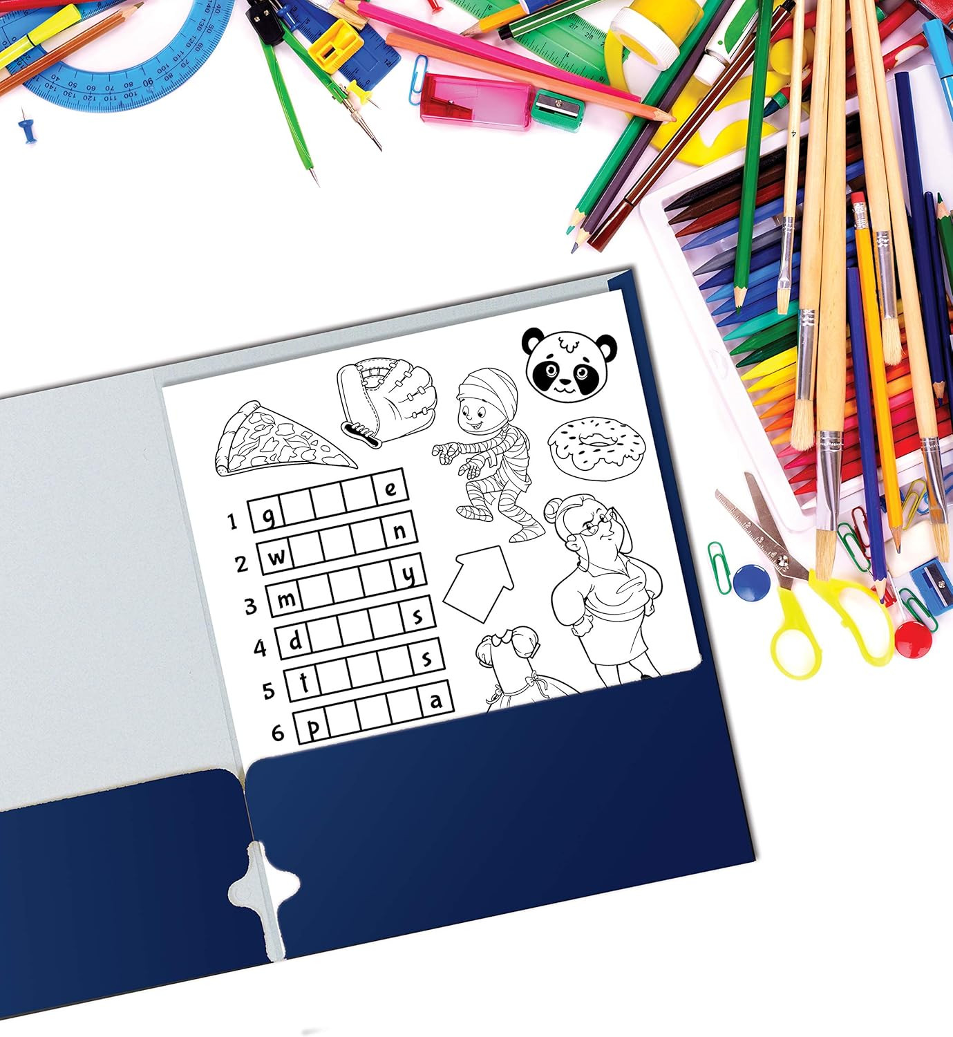 Better Office Products Blue Folders with Pockets, 50 Pack Letter Size Two Pocket
