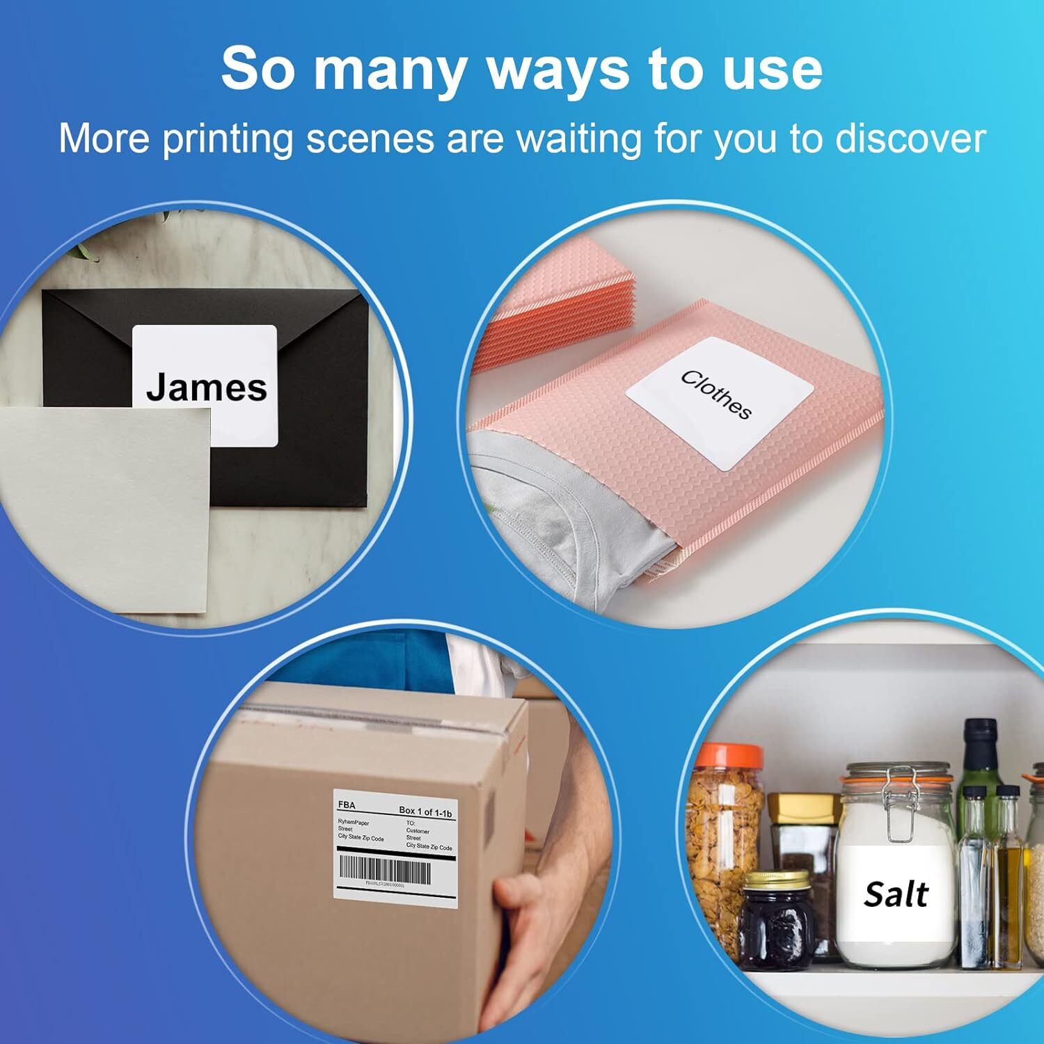 150x 3-1/3 x 4 Shipping Address FBA Label 6 UP Sticker for Laser Ink Jet Printer