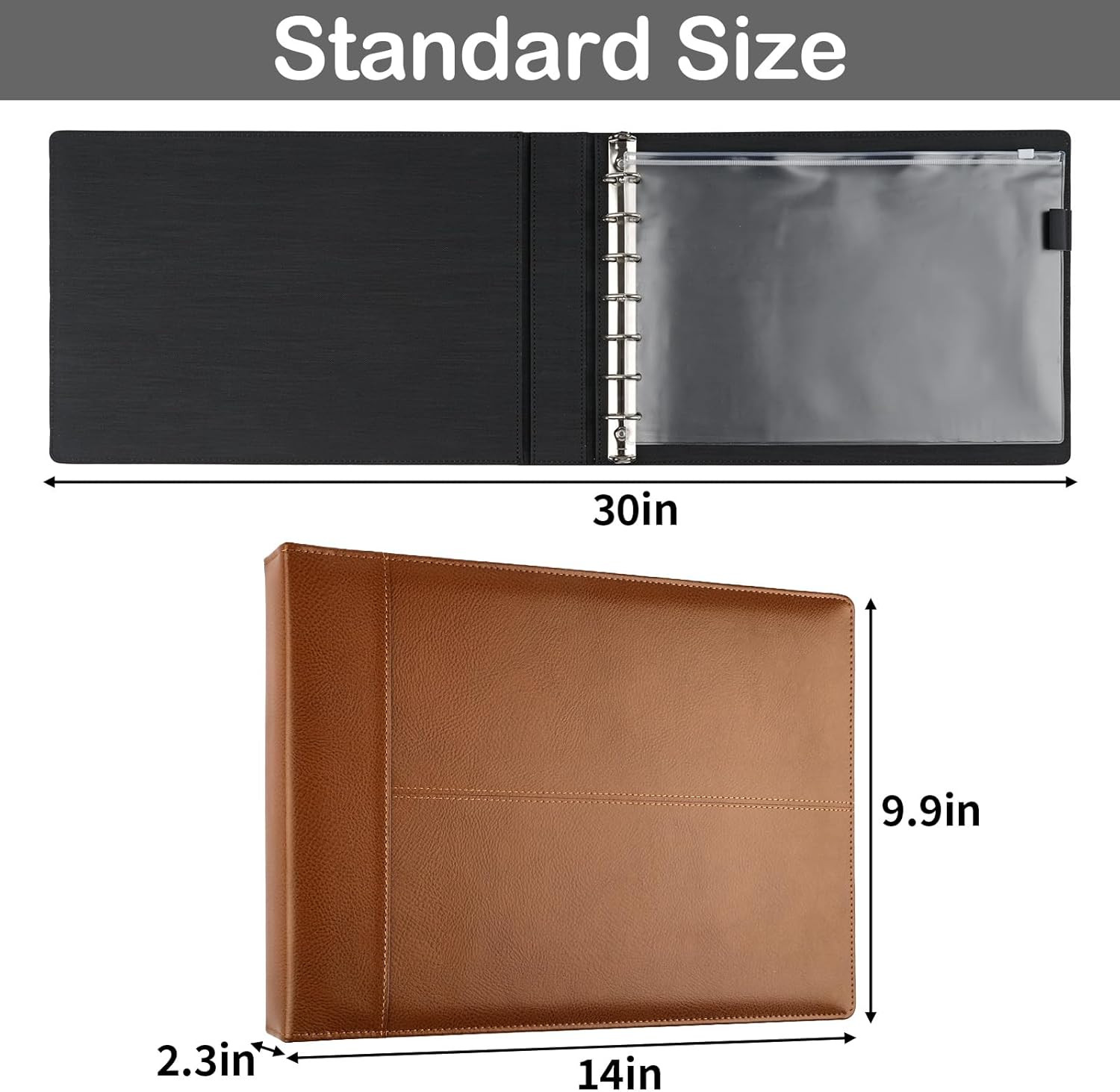 PU Leather Business Checkbook Binder 7 Ring Organizer 600 Check Capacity Brown
