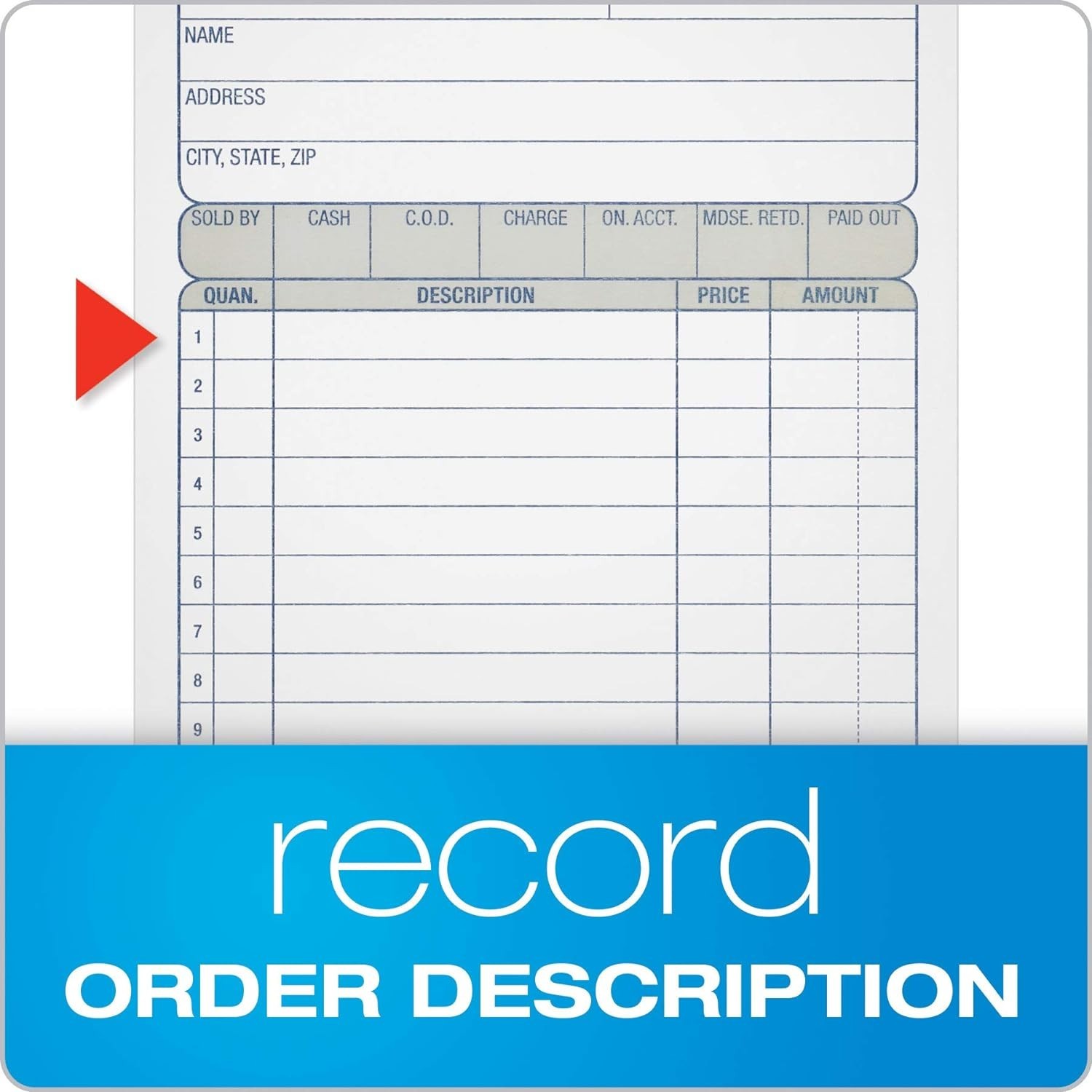 Adams DC4705 Sales Order Books, Carbonless, Wt/Canary, 4-3/16 X 7-3/16 , 50 2 PK