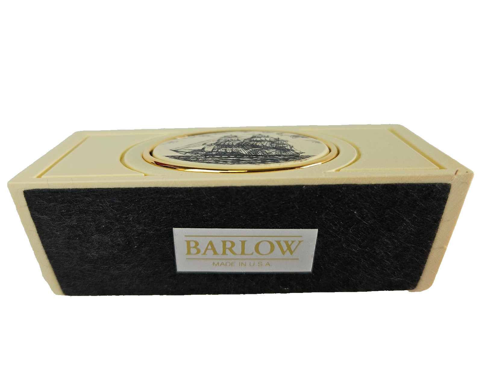 Vtg Barlow Business Card Holder -USS Constitution Old Ironsides Ship ~New in Box