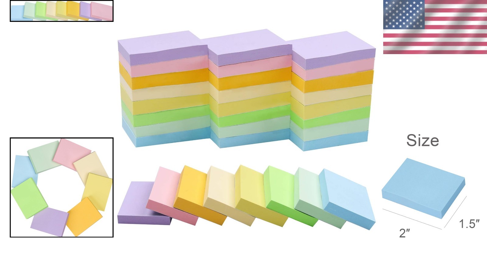 Assorted Light Color Sticky Notes 1.5×2 Inches – 48 Pads, Ideal for Reminders