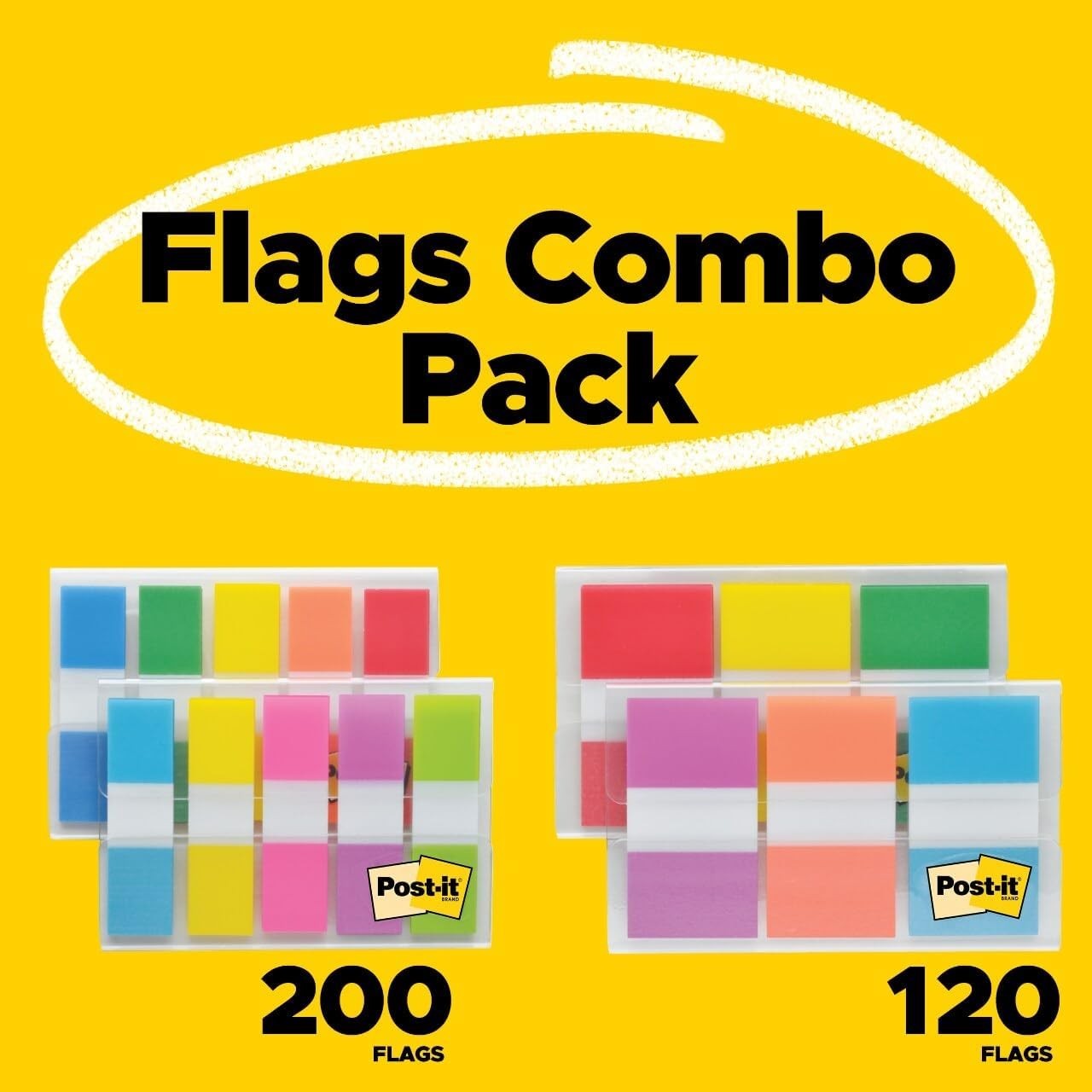 Flags Combo Pack, 4 On-The-Go Dispensers/Pack, 120 .94 in Wide and 200 .47 in…
