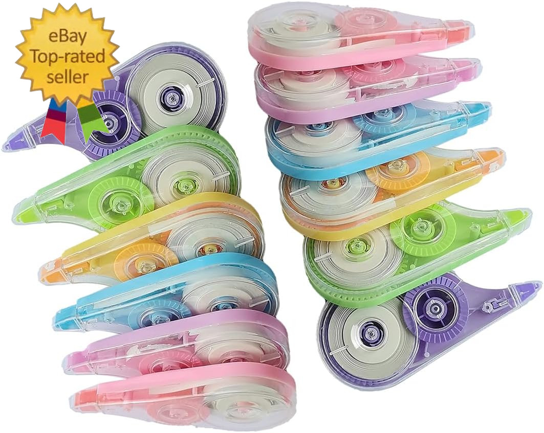 12PCS White Correction Tape,39.4Ft Each,Easy to Use Applicator for Instant Corre