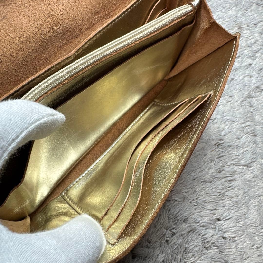 IL BISONTE Long Wallet Genuine Leather Gold Unisex