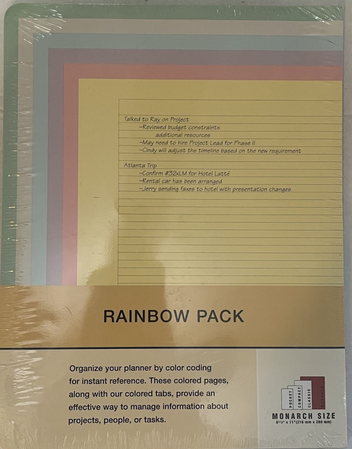 Vintage Franklin Planner Rainbow Pack Paper 48 Lined Pages 8.5 X 11 NEW
