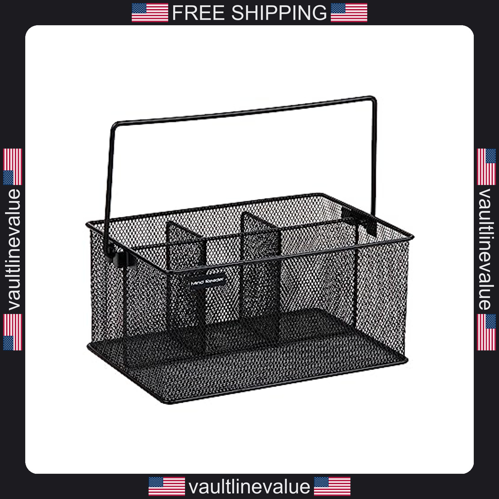 Multi Purpose Storage Caddy 4 Compartment Metal Mesh Kitchen Office Organizer