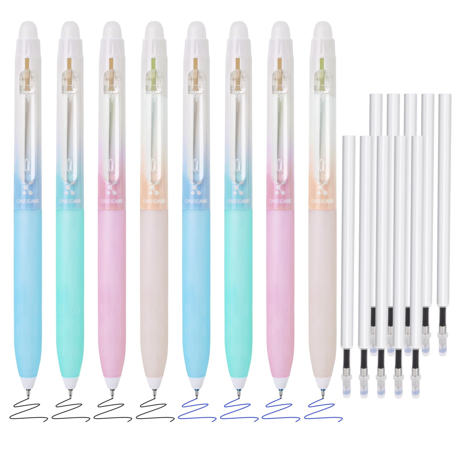 Retractable Erasable Gel Pens, 4Pcs Blue & 4Pcs Black Ink Pens & 10Pcs Black …