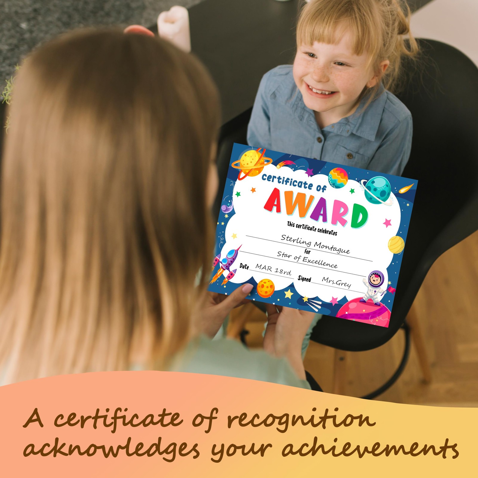 Certificate of Achievement Awards – 8 x 10 Inches Space Theme Student Award C…