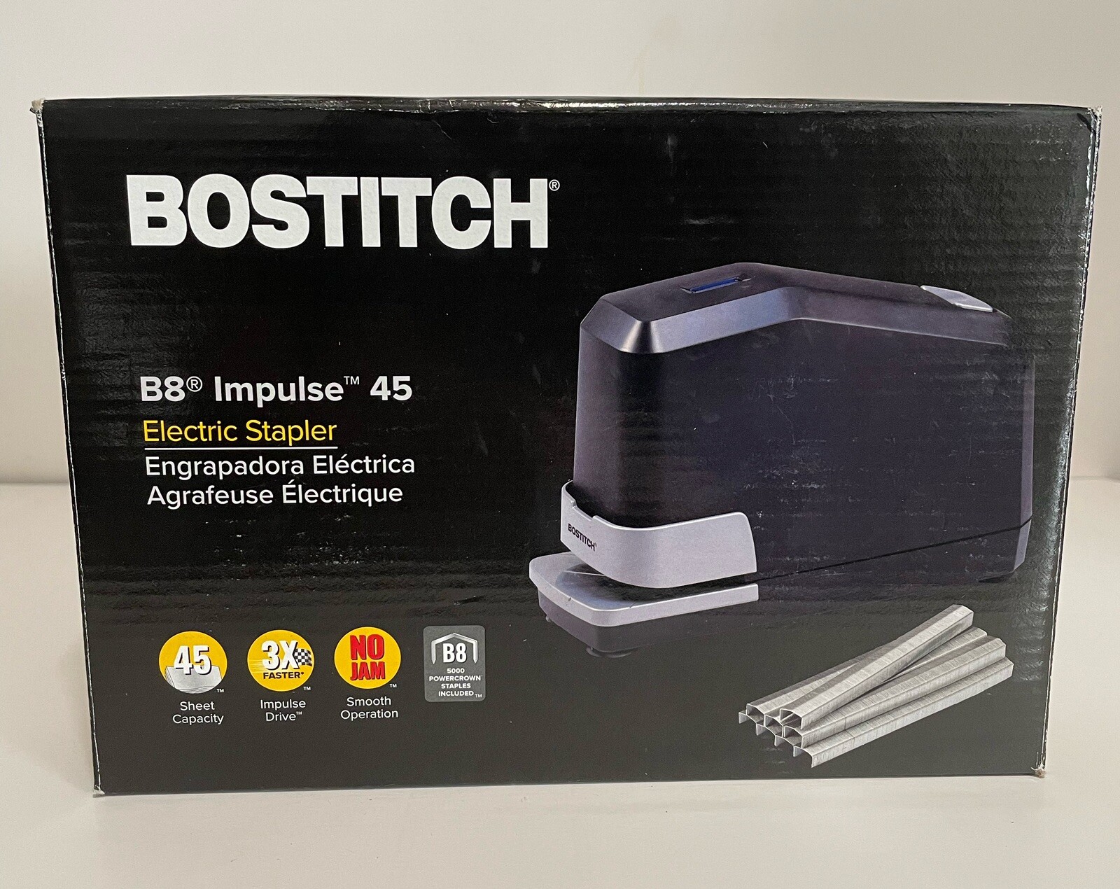 Bostitch B8E-VALUE B8 Impulse 45 Sheet Electric Stapler and Staples – Black