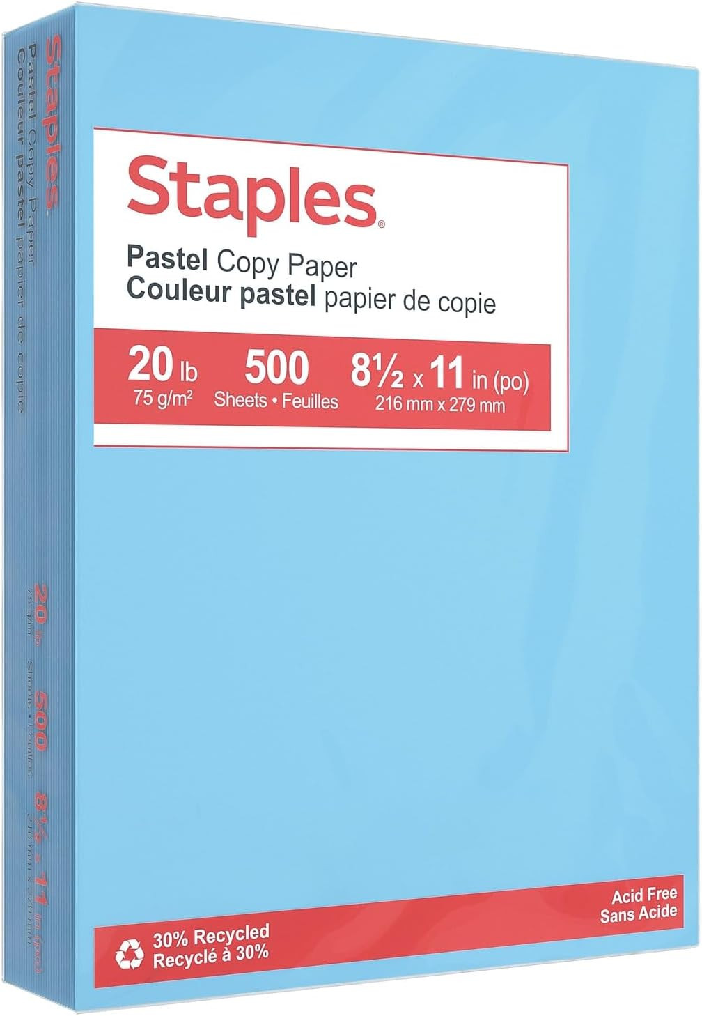 30% Recycled, 8.5 x 11 Inch, 20 lbs, 500-Sheets Pack, Blue, For Office, School &