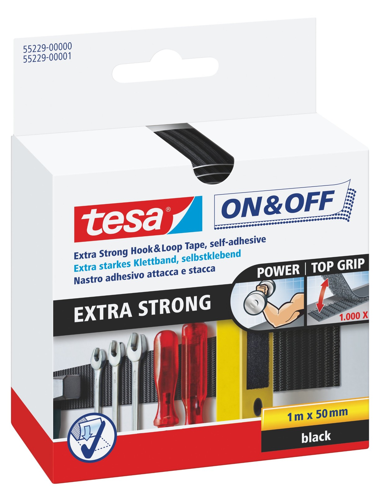 tesa On & Off Extra Strong Adhesive Tape – Self-Adhesive Tape for Attaching Heav