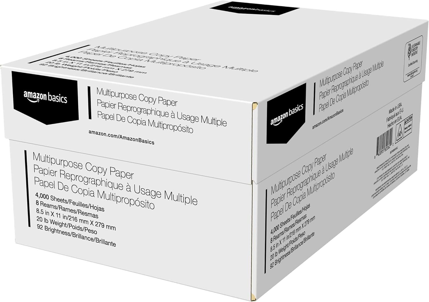 Multipurpose Copy Printer Paper, 8.5″ x 11″, 20 lb, 8 Reams, 4000 Sheets