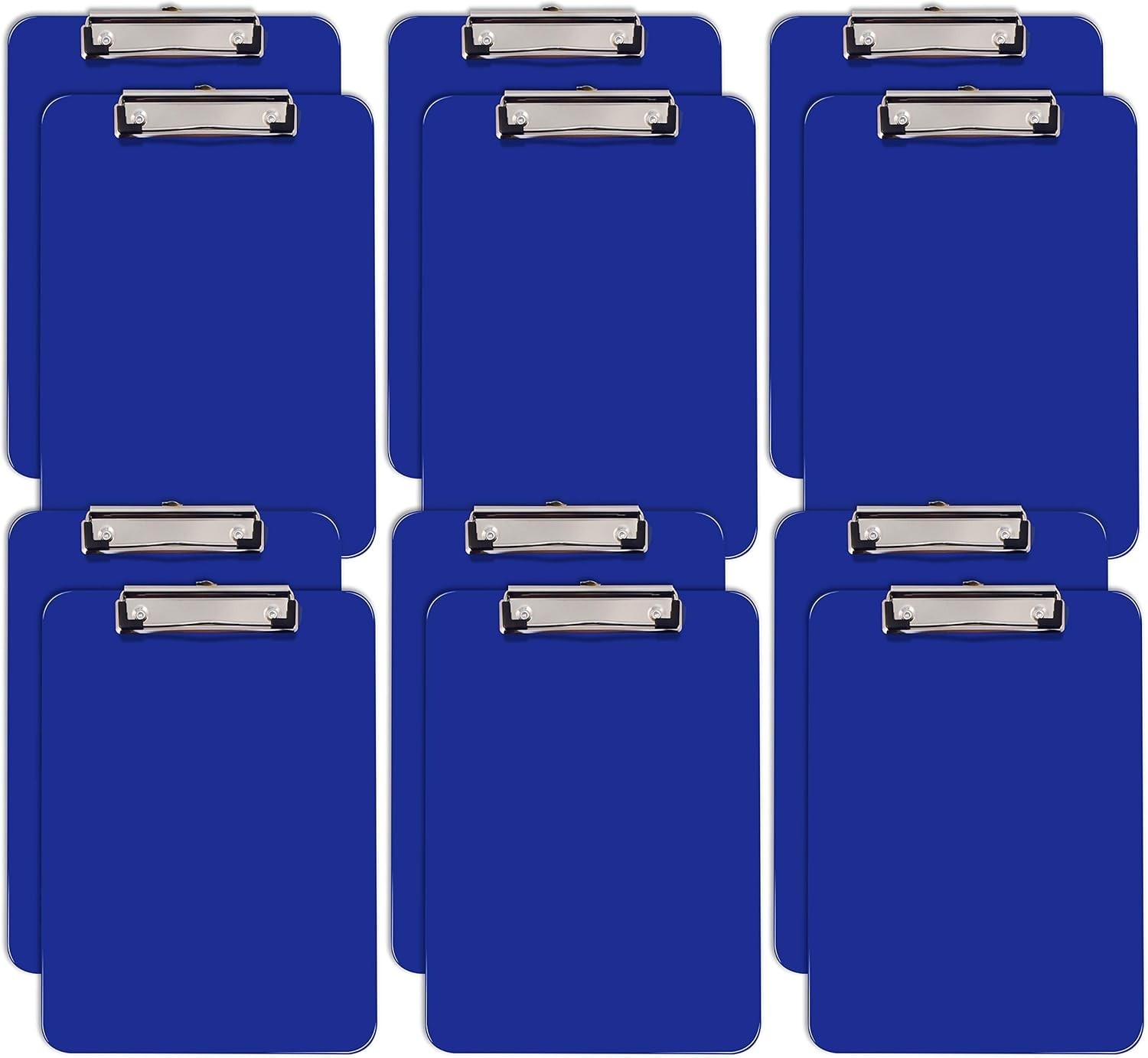 Better Office Products Blue Plastic Clipboards, 12 Pack, Durable, 12.5 x 9 In