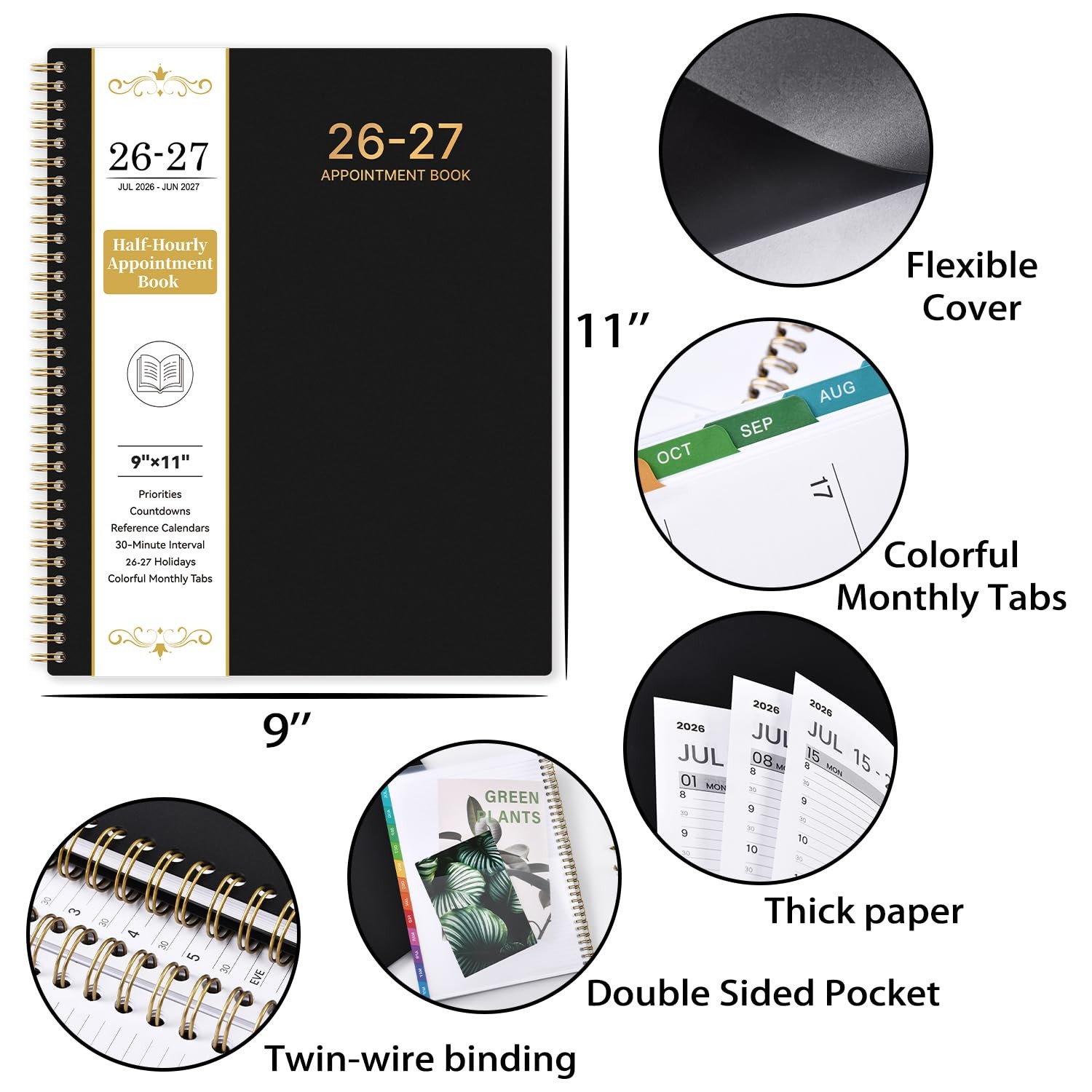 Appointment Book 2026-2027 – Planner 2026-2027, 9″ x 11″, July 2026 – June 20…