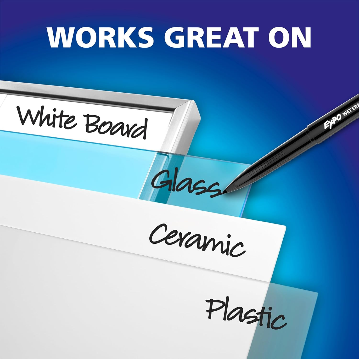 EXPO Wet Erase Markers, Semi-Permanent, Assorted Colors, Ultra Fine Tip, 12 Coun