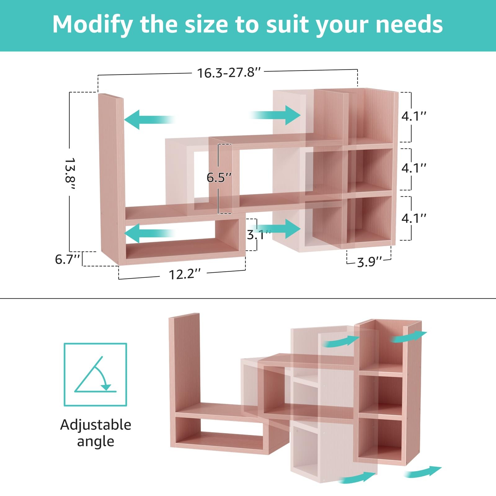 NUTIKAS Desk Shelves Desktop Organizer Shlef – Pink Office 13.2 Inches,