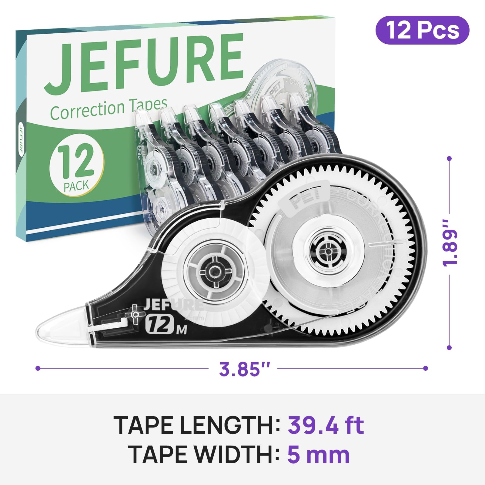 12 Pcs Correction Tape, 39.37 Ft White Wrong Out Tear-Resistant Bulk, Instant…
