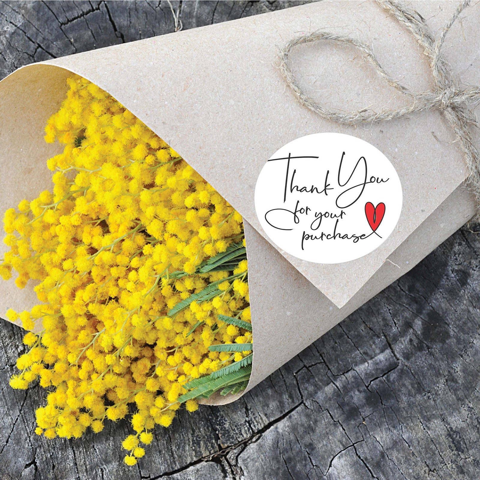 easykart labels 300 Thank You for Your 300 Stickers, White -With Red Heart