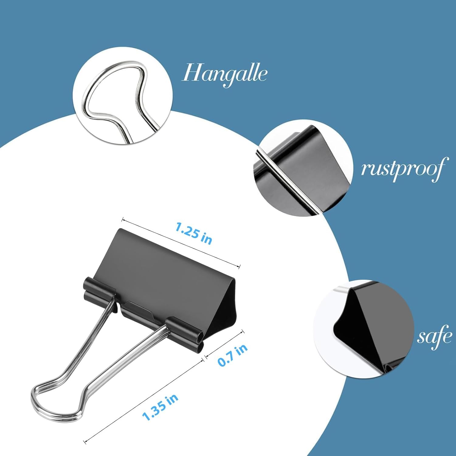 Medium Binder Clips 1.25 inch Length, (40 Pcs) Medium Paper Clips for Office