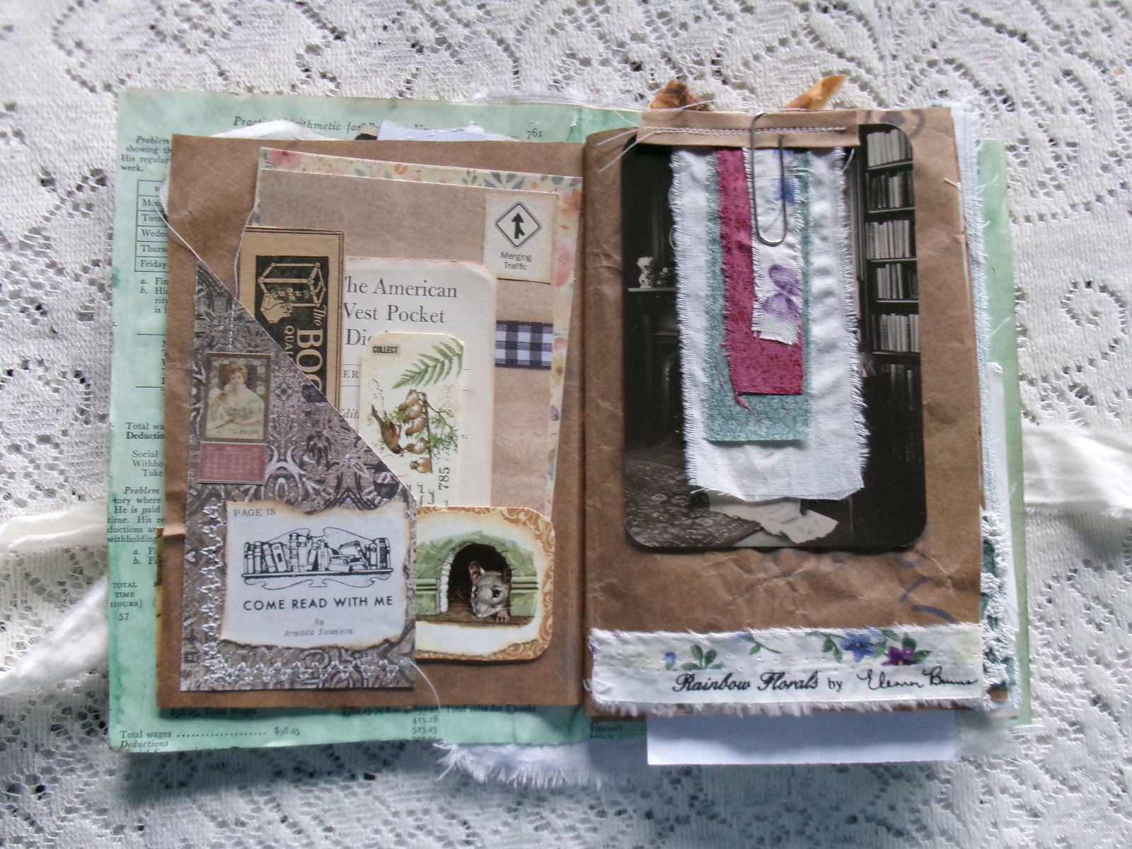 JUNK JOURNAL LADY IN THE MIRROR 6 1/2″ X 9″ APPROX. 50 PAGES