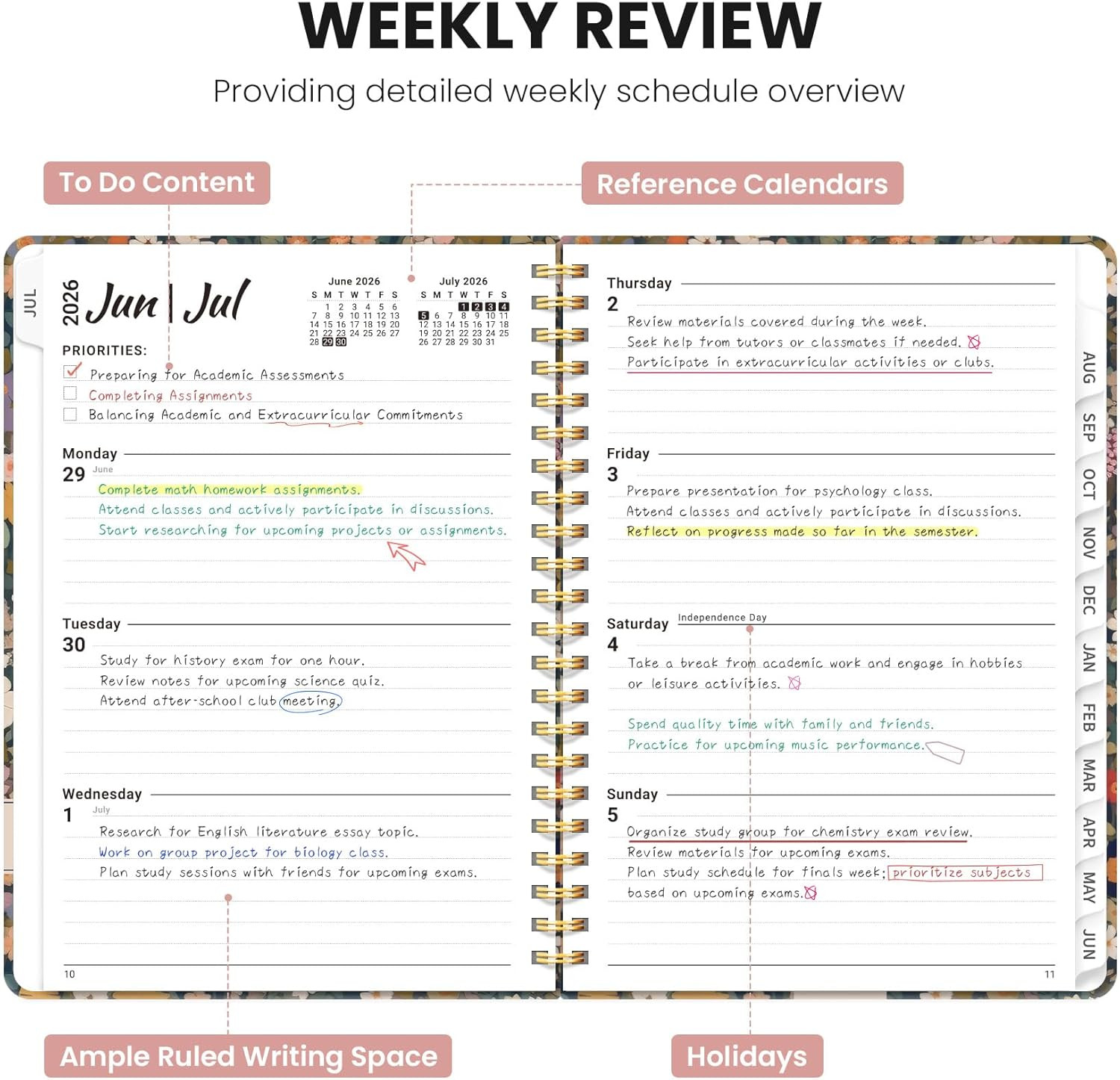 Planner 2026-2027, Monthly and Weekly Academic Planner July 2026 – June 2027, Ha