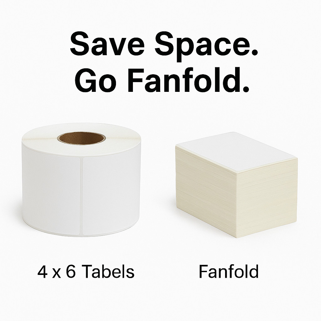 1000 4×6 Fanfold Direct Thermal Shipping Labels for Zebra and Rollo Printers