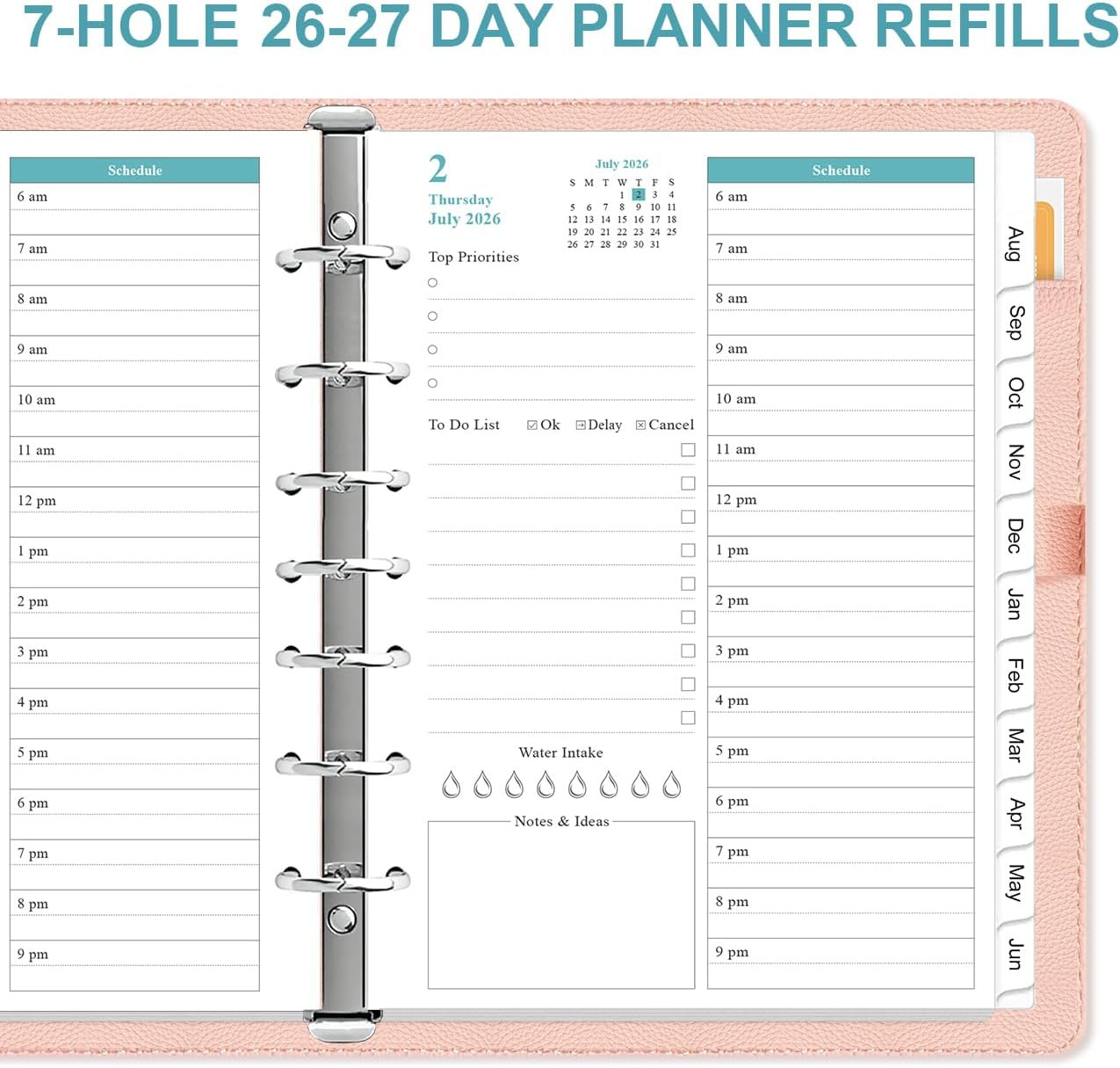 2026-2027 Planner Refills – One Page per Day Daily & Monthly Planner, July 2026