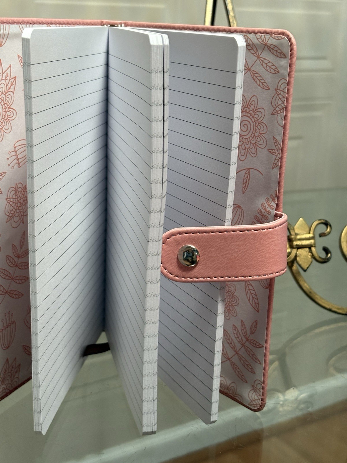 Fine Life Padded Leatherette Cover Journal Magnetic Peach Lined Diary