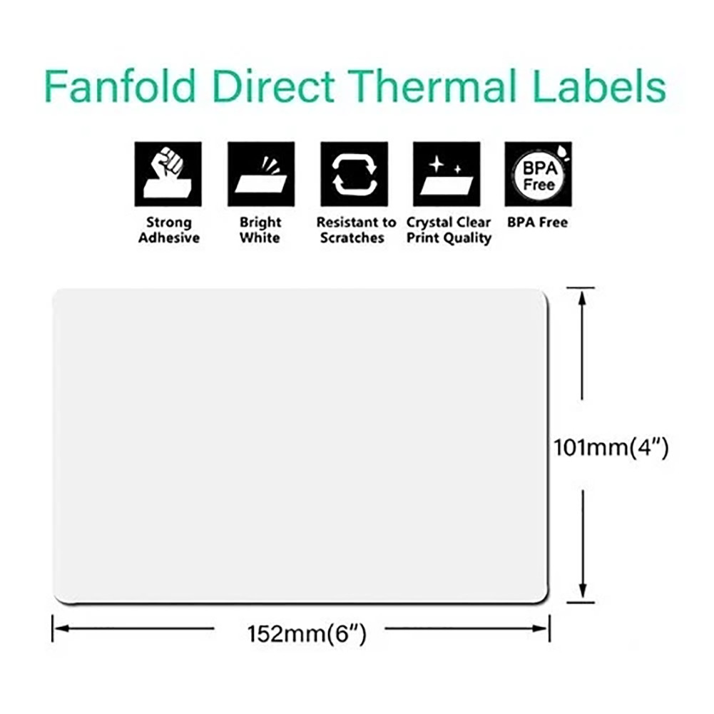 4″x6″ Fanfold Direct Thermal Shipping Mailing Label Perforated for Zebra & Rollo