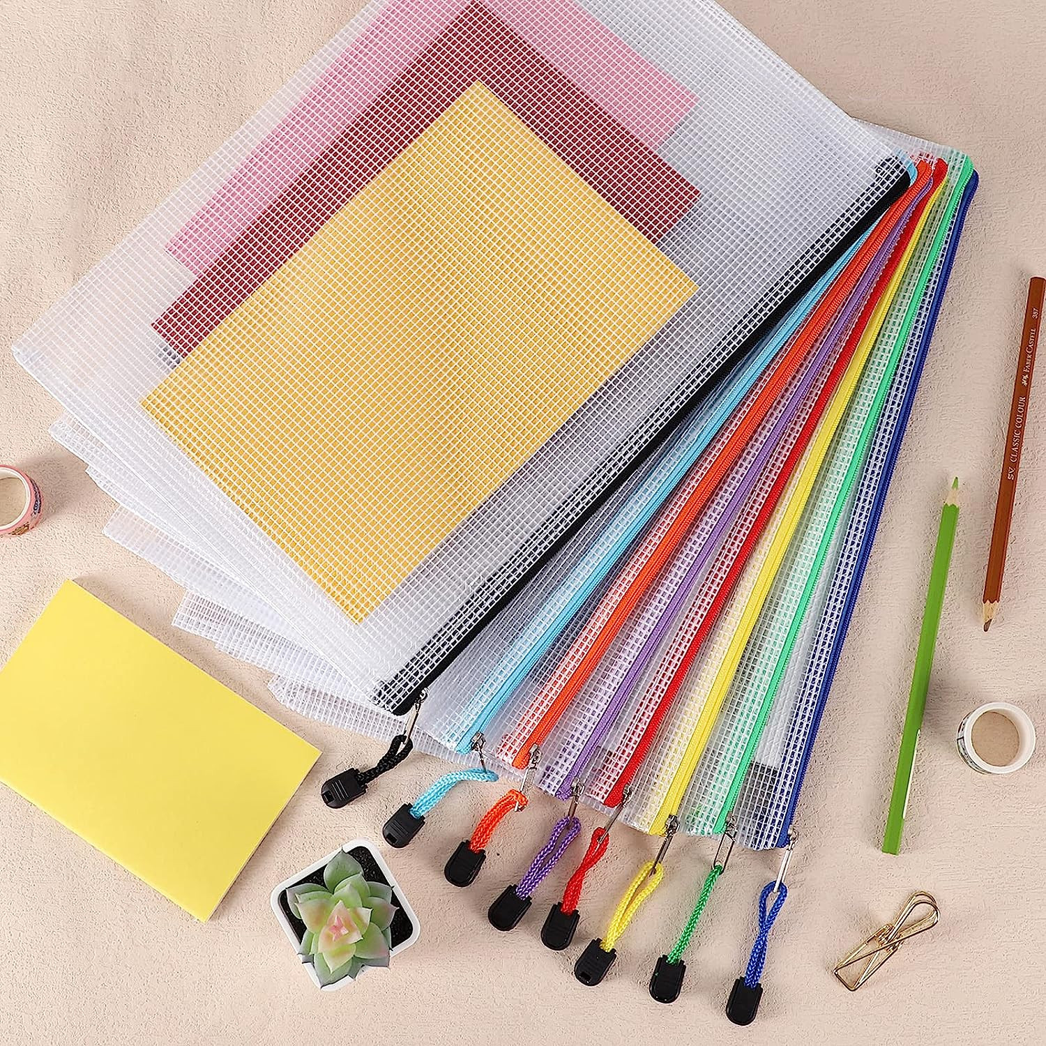 EOOUT 32pcs Mesh Zipper Pouch Bags, Mesh Bags with Zipper, Zipper Pouch for Orga