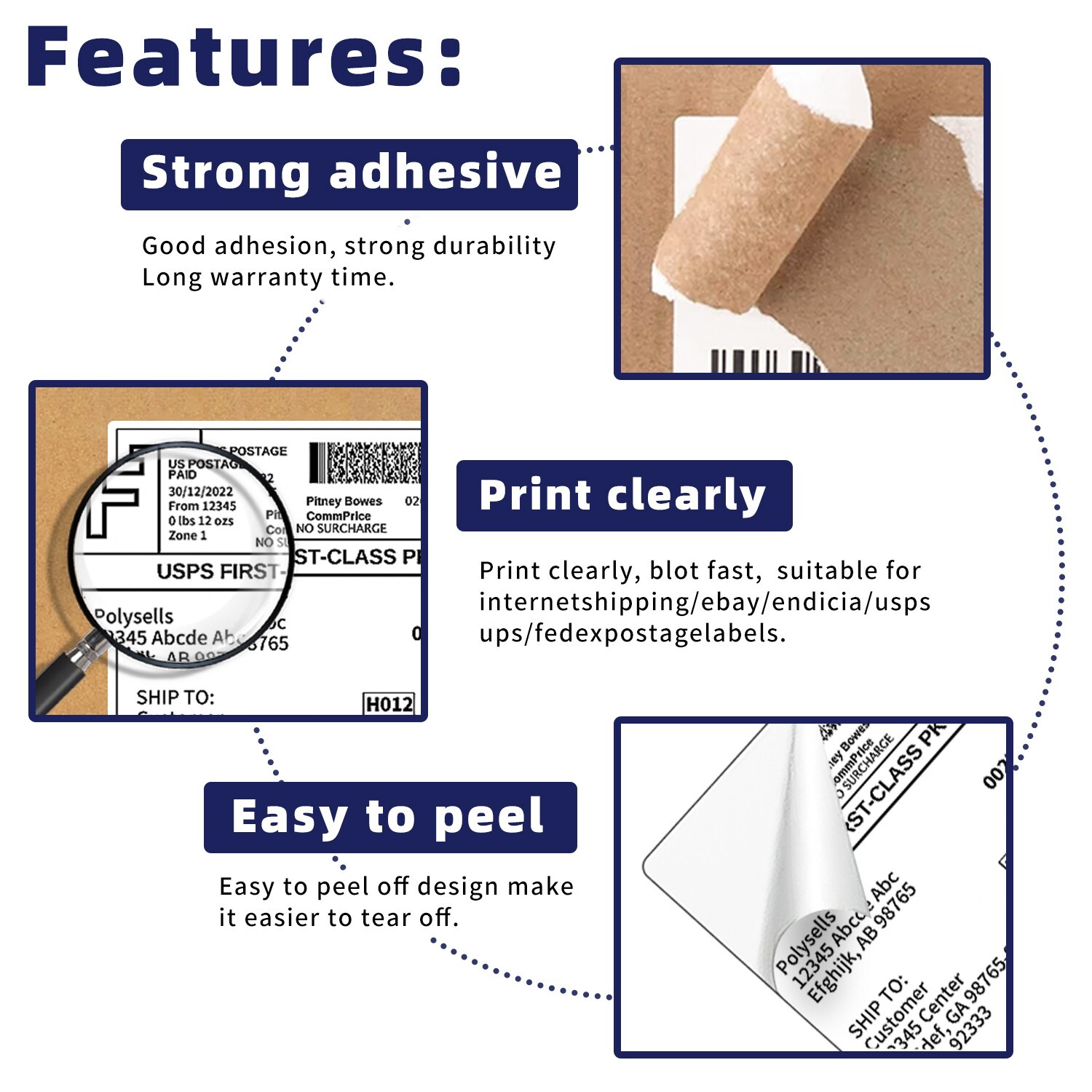 500 Shipping Labels Full Sheet 8.5×11 Self Adhesive POLYSELLS®