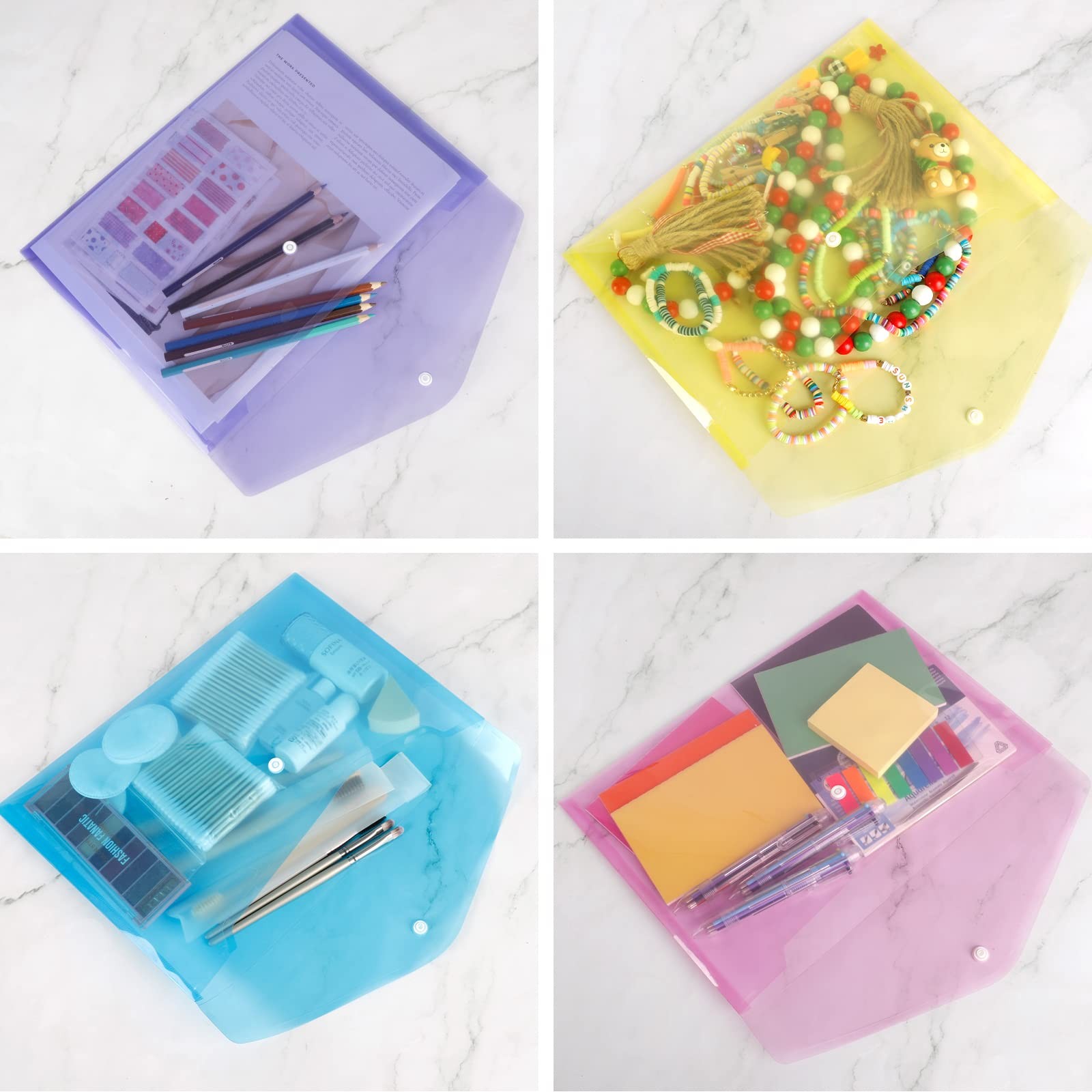 EOOUT 28pcs Plastic Envelopes, Folders for Documents, Poly Rainbow