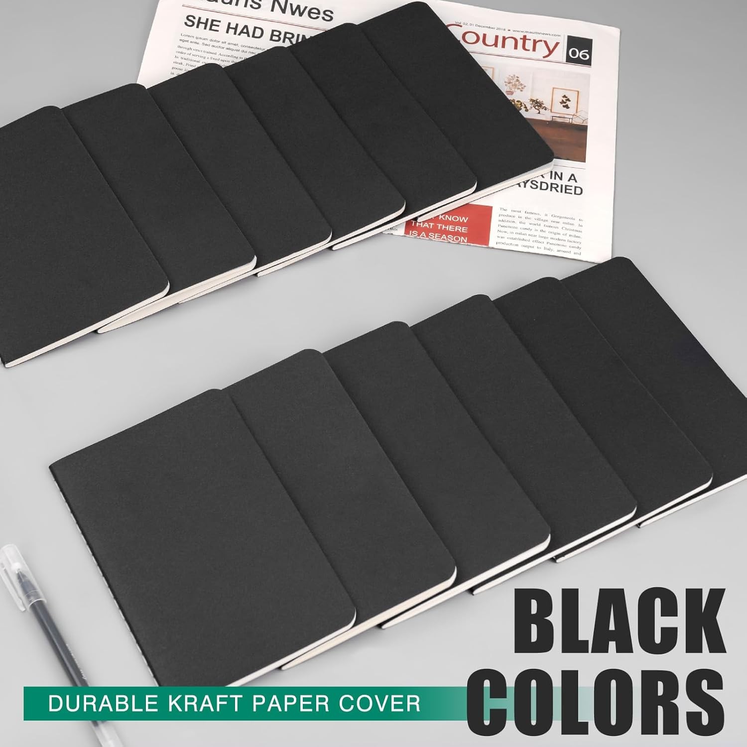 Mini Pocket Notebooks 12 Pack 3.5×5.5in Lined Small Journals 60Pages Black Cover