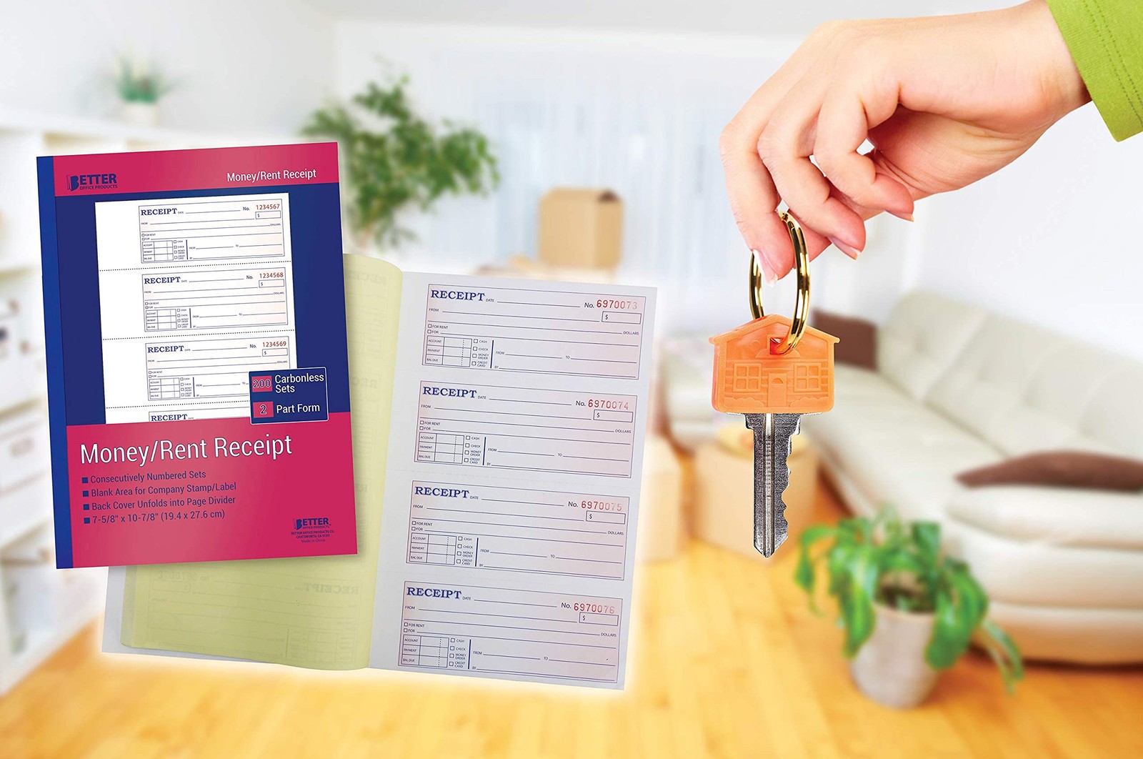 Better Office Products Cash Money and Rent Receipt Books, 4 Pack, Large Size,…