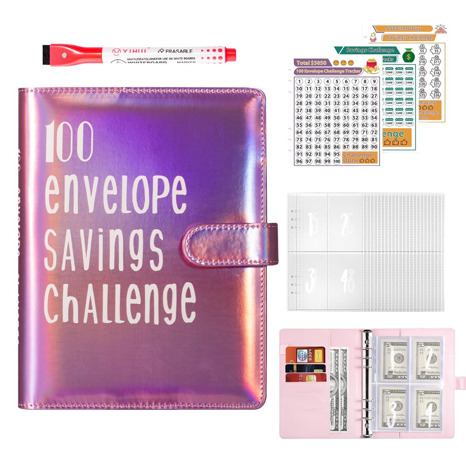 100 Envelopes money saving Challenge Binder budget binder with cash envelopes…