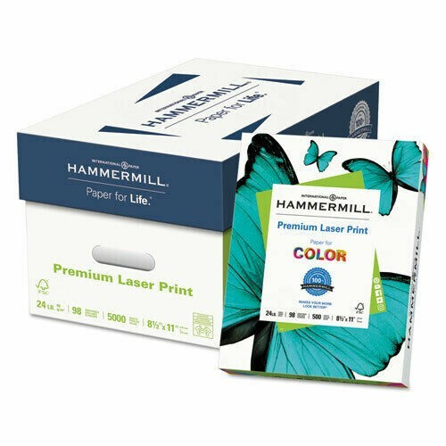 Premium Laser Print Paper, 98 Bright, 24lb, 8.5 x 11, White, 500/Ream (10 Reams)