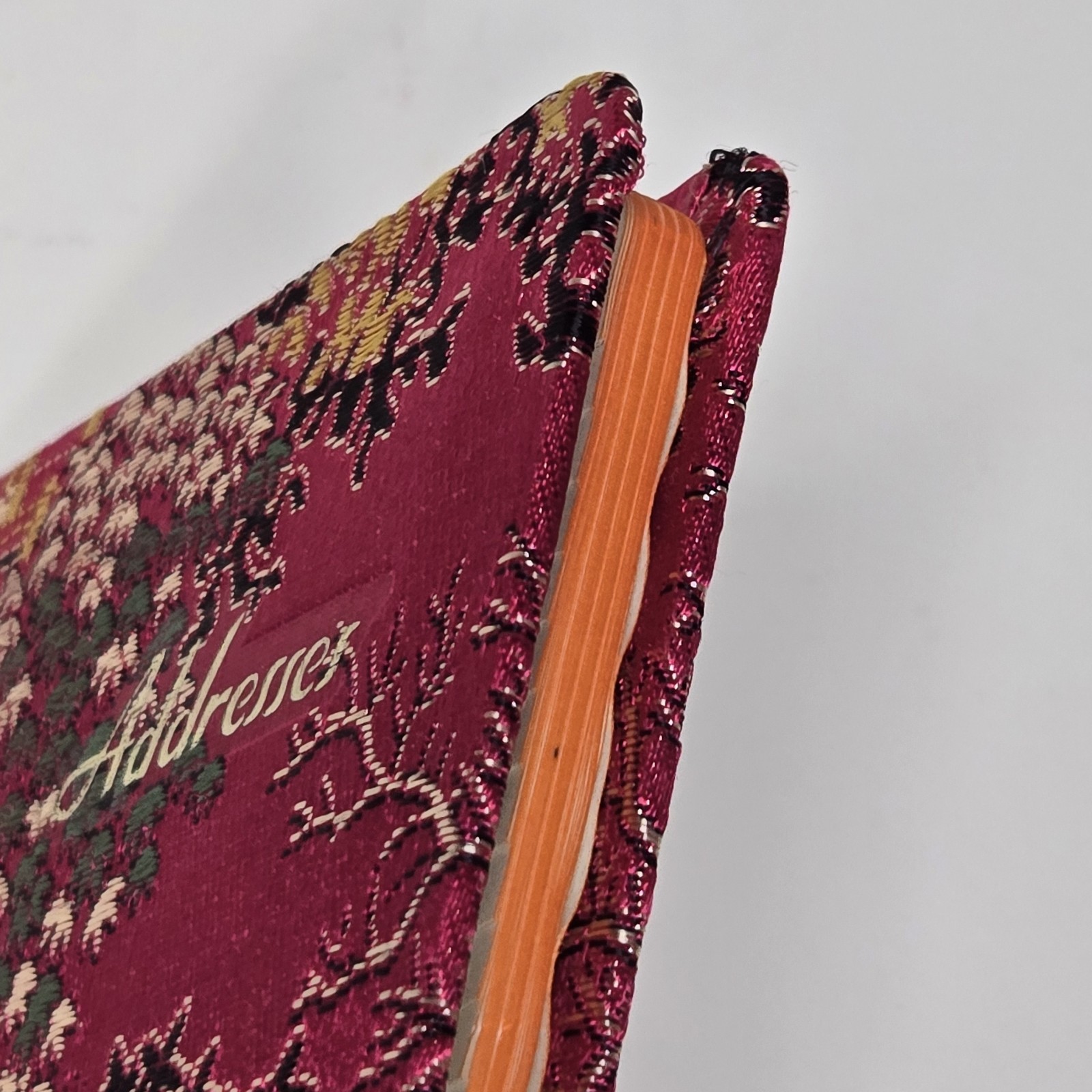 Shanghai, China Embroidered 176 Address Book – Red Silk Brocade Cover – VTG NOS